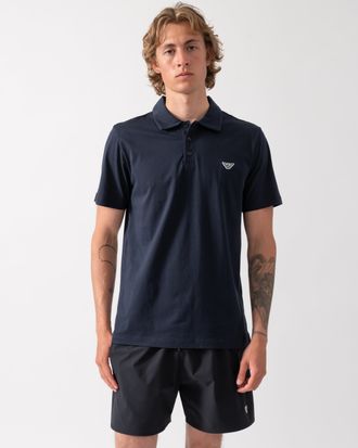 Emporio Armani Mens Short Sleeve Logo Detail Polo in Navy Cotton - Size X-Large