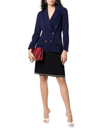 Chanel Y2k Wool Midi Skirt, Size Fr; 42 (Authentic Pre-Loved)