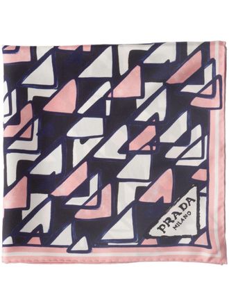 Prada geometric-print silk scarf - Black