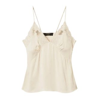 Twinset Top in raso envers con ricamo - - Tops - Donna - Beige - M