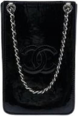Chanel Pre-owned Patent Leather Phone Case - Dames - Vintage Mini Tas - Zwart - ONE Size - Leer - Vintage