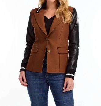 FDJ Mixed Media Blazer In Brown