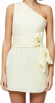 French Connection Birdie Linen Shoulder Tie Dress In Yellow