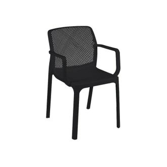 Vacchetti Vacchetti - Sedia In Polipropilene Da Giardino Con Braccioli Antracite Dalian 46,5X53,5X H55 Cm