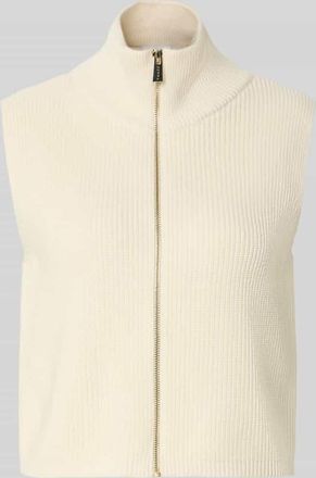 Comma Strickweste mit Stehkragen und Rei&szlig;verschluss in Offwhite, Gr&ouml;&szlig;e 34