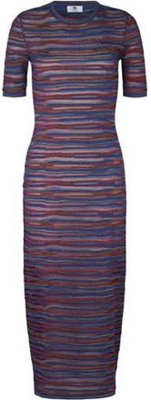 M Missoni Stripe Short Sleeve Wool Blend Knit Dress in Multi Purple Red Blue Grey at Nordstrom Rack, Size X-Small