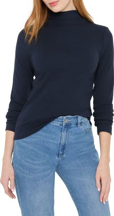 Nic+Zoe Perfect Rib Cotton Blend Funnel Neck Top in Dark Indigo at Nordstrom, Size X-Small