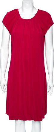 Moschino Cheap & Chic Fuchsia Jersey Pleated Yolk Detail Dress