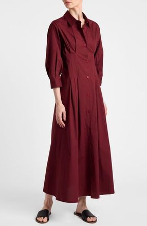 Santorelli Miley Midi Shirt Dress in Cotton Stretch in Chili Pepper at Nordstrom, Size X-Large
