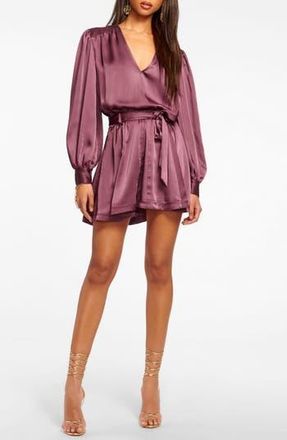 Ramy Brook Montana Long Sleeve Satin Minidress in Pinot Noir at Nordstrom Rack, Size Large
