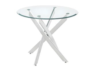 Vente-Unique Mesa redonda de comedor para 2 personas de vidrio templado y metal cromado - Transparente - COSIMA