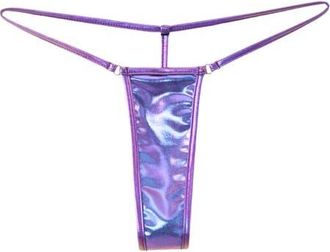 Lechery Lustrous Micro G-string Bikini Bottom in Holographic Midnight at Nordstrom, Size Small