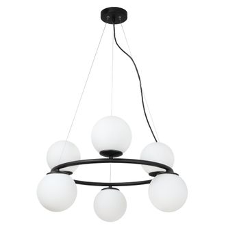 OEM L&aacute;mpara Colgante Aura Negra 6 Pantallas Planas Blancas E14