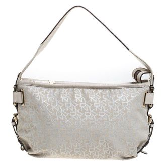 DKNY Dkny Ivory Signature Fabric And Leather Shoulder Bag