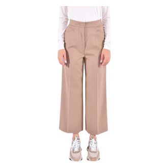 Max Mara Wide Trousers, female, Brown, XS, Wide Leg Cropped Wool Trousers