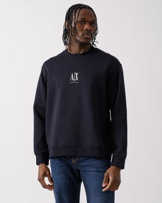 A|X Armani Exchange Heren Geborduurde A|X Centrum Logo Crew Neck Sweatshirt