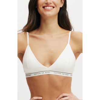 Cotton On Womens Branded Cotton Cross Over Bralette in White at Nordstrom, Size Xx-Small