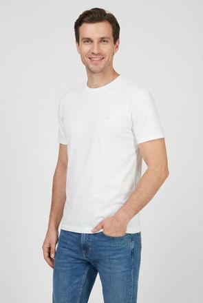 Calvin Klein T-Shirt CALVIN KLEIN SS STRETCH COTTON SLIM TEE, Herren, Gr. XXL, weiss (hellwei&szlig;), Single Jersey, Obermaterial: 95% Baumwolle, 5% Elasthan, unifarben