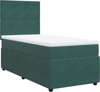 vidaXL Cama Box Spring Con Colch&oacute;n Terciopelo Verde Oscuro 80x200 Cm Vidaxl