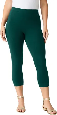Roaman's Plus Size Essential Stretch Capri Legging in Emerald Green at Nordstrom, Size 28