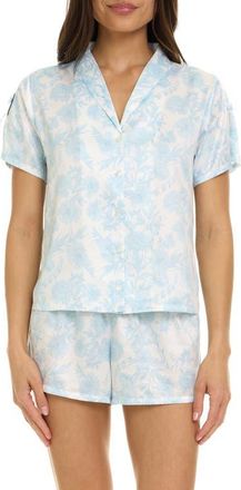 Flora Nikrooz Odessa Floral Satin Pajamas in Light Blue at Nordstrom, Size X-Small