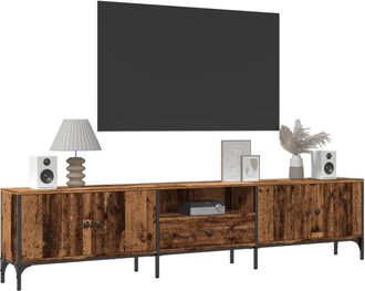 Berkfield Home TV Cabinet with Drawer Old Wood 200x25x44 cm Engineered Wood in Brown | Size: 200 x 25 x 44 cm