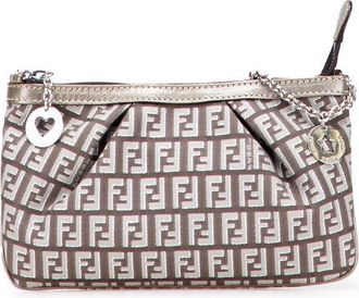 Fendi Pre-owned Fendi Zucchino Canvas Chain Pochette Ladies 8BR594