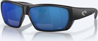 Costa Mens Tuna Alley Readers Rectangular Polarized Sunglasses In Matte Black/blue Mirror