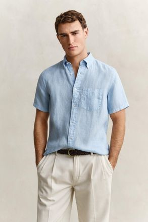 GANT Men Short Sleeve Linen Shirt (XXXL) SKY BLUE