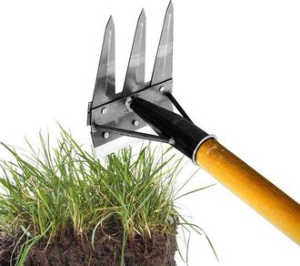 OEM Herramienta Para Desherbar - Rastrillo Para Desherbar - Mantenimiento De Jardines - Dise&ntilde;o Doble - 3 P&uacute;as - Metal