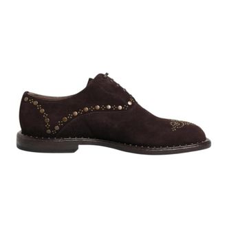 Dolce & Gabbana Vintage-Ge&iuml;nspireerde Velours Veterschoenen - Heren - Nette schoenen - Bruin - 41 EU - Leer - Schoenen