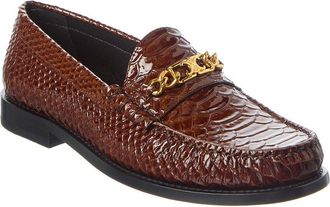 Celine Celine Loco Triomphe Python-Embossed Patent Loafer