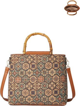 Generic Cork Shoulder Bag for Women Bohemian Style Vintage Crossbody Handbag Hobo Satchel Purse, E-2