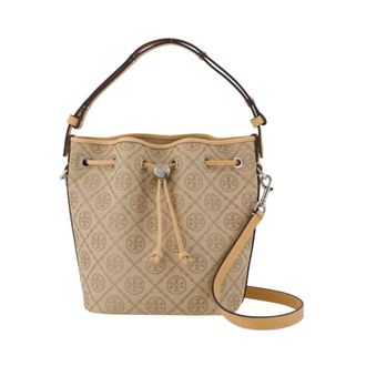Tory Burch Tory Burch, Bucket Bags, female, Beige, Size: ONE SIZE T-Monogram Bucket Bag - Tory Burch - Leather - Beige