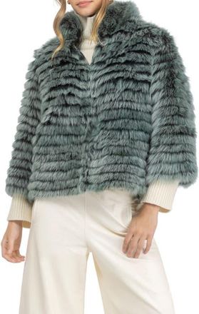 Gorski Genuine Shearling Layered Jacket in Emerald Brisa at Nordstrom, Size X-Small