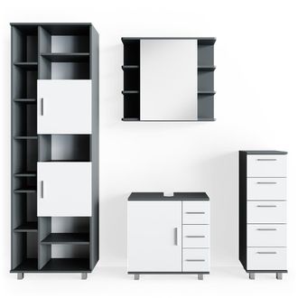 Vicco Conjunto De Muebles De Ba&ntilde;o Ilias, Antracita, 4 Piezas