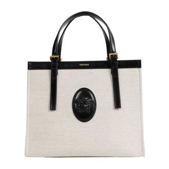 Versace Rivi&egrave;re Canvas Tote - female - Versace - Shopping Bags - Beige - ONE SIZE - Bags