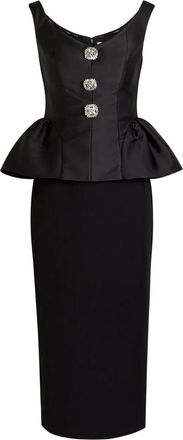 Roland Mouret embellished peplum midi dress - women - Polyester/Silk - 10 - Black