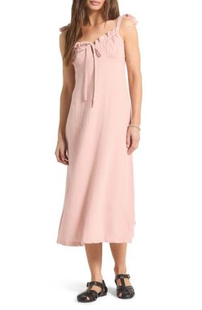 Brixton The Tie Strap Sleeveless Midi Dress in Silver Pink at Nordstrom, Size X-Small