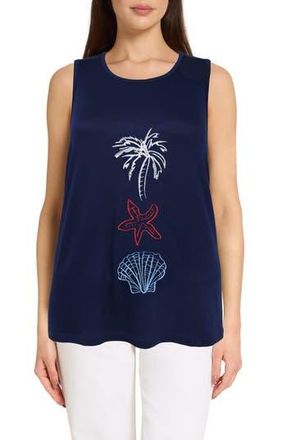 Caribbean Joe The Everyday Embroidered Tank in Navy White at Nordstrom Rack, Size X-Large