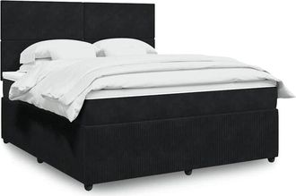 vidaXL Vidaxl - Cama Box Spring Con Colch&oacute;n Terciopelo Negro 180x200 Cm