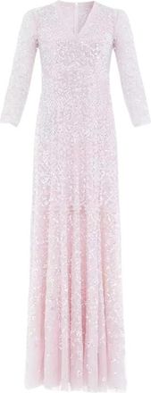 Needle & Thread Roze Pailletten Maxi Jurk Isabella Diamond - Dames - Feestkleedjes - Roze - 2XS - Pailletten - Kleedjes