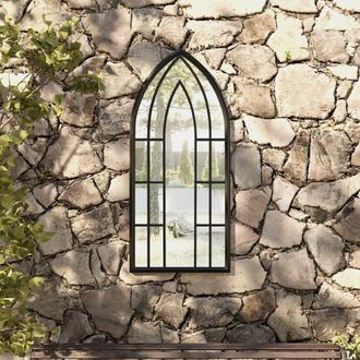 Berkfield Home Garden Mirror Black 100x45 cm Iron for Outdoor Use