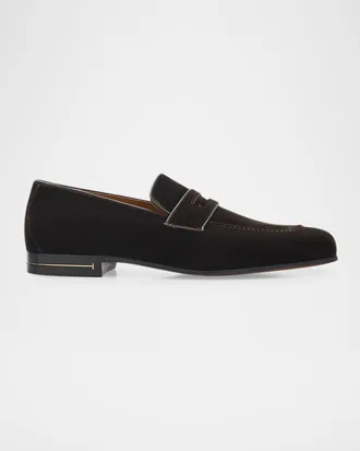 Tom Ford Men & apos;s Velvet Apron-Toe Penny Loafers