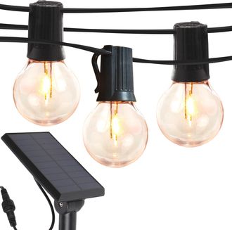 Brightech Ambience Pro Solar 27ft 1W LED Globe String Lights with Thin Wire