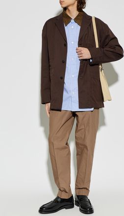 Comme Des Gar&ccedil;ons Comme Des Gar&ccedil;ons Homme Plus Shirt With A Corduroy Collar, Mens, Blue