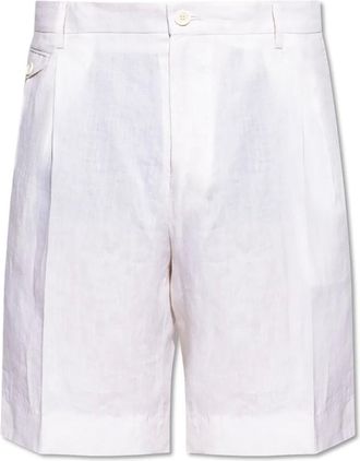 Dolce & Gabbana Korte Broeken, Heren, Wit, L, Linnen, Linnen shorts