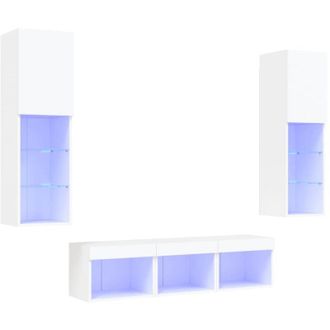 vidaXL Vidaxl - Mobili tv a Muro con led 5pz Bianchi in Legno Multistrato