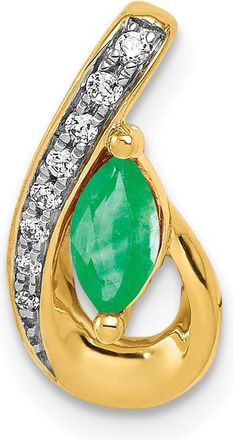 Diamond2Deal 14k Yellow Gold Gold Diamond and Marquise Emerald Teardrop Chain Slide Pendant