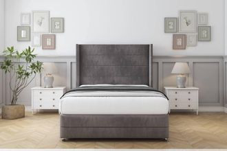 Comfort Beds Milano Naples Divan Base No Drawers - 54 Wingback-Footboard in Grey | Size: Small Double